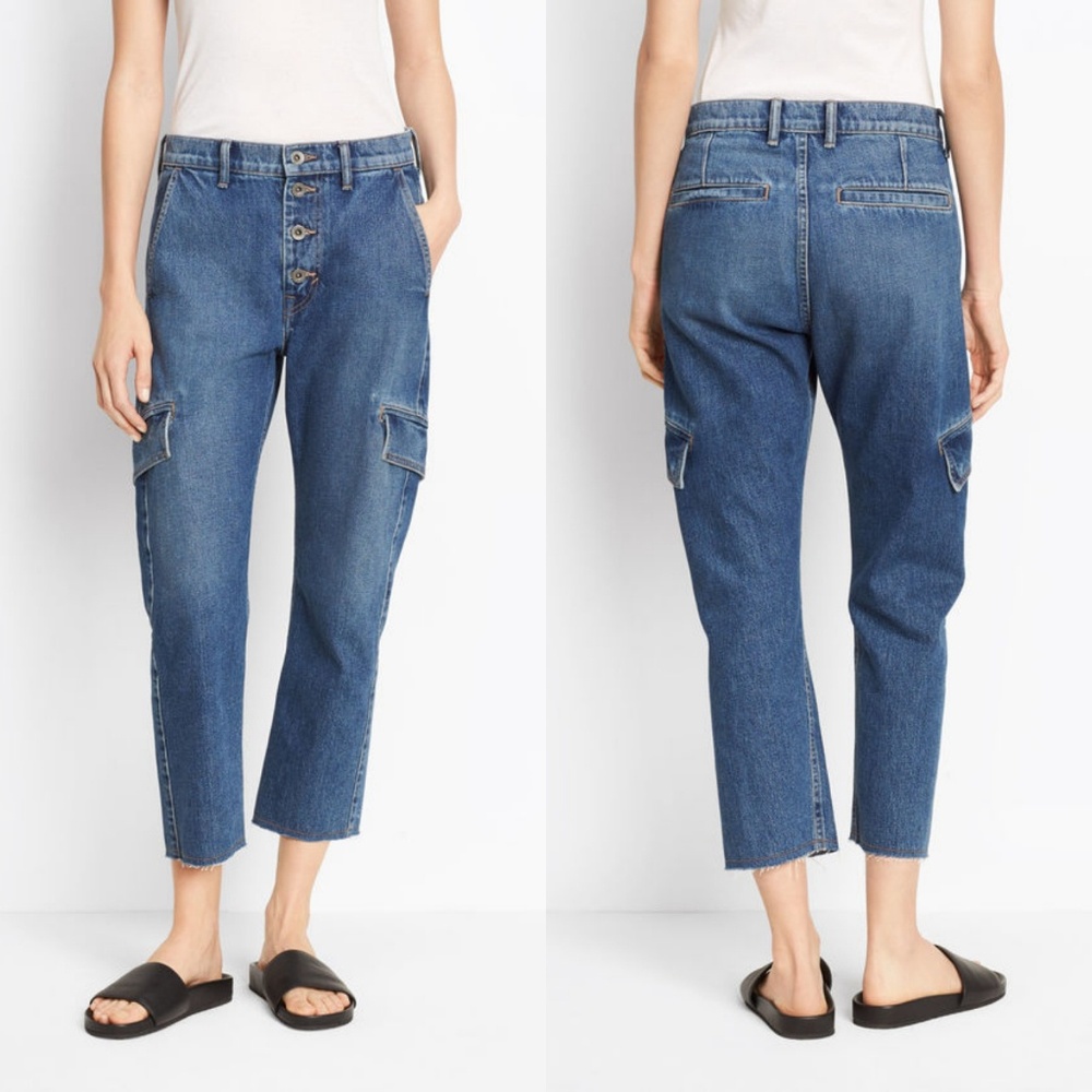 NWT Vince Cropped Denim Cargo Jeans